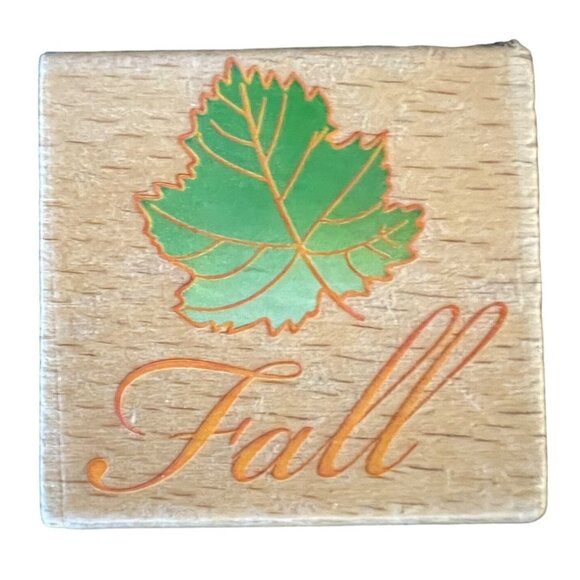 2012 International Greetings Fall Leaf Wood Rubber Stamp - Picture 2 of 3